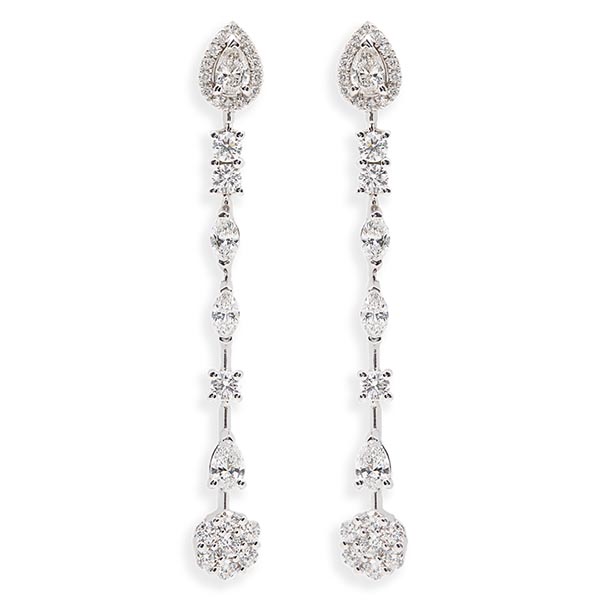 Pendientes de oro blanco con diamantes en distintas tallas