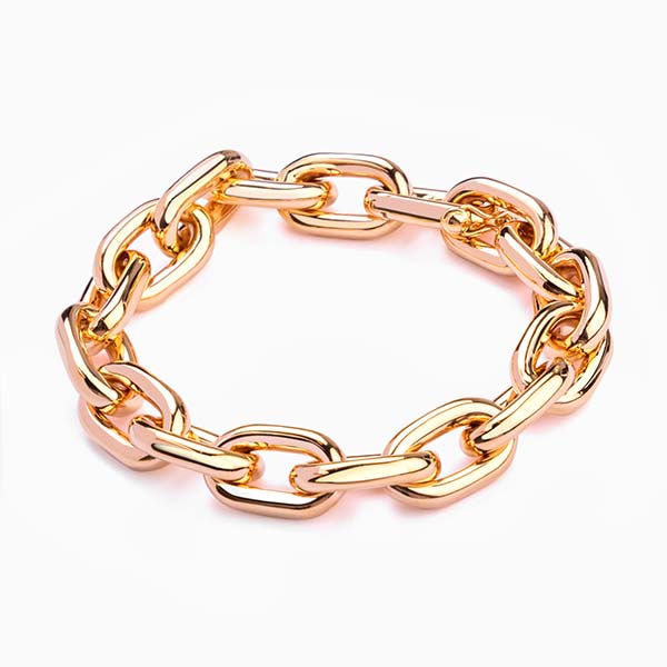 Pulsera de eslabones ovales de oro rosa