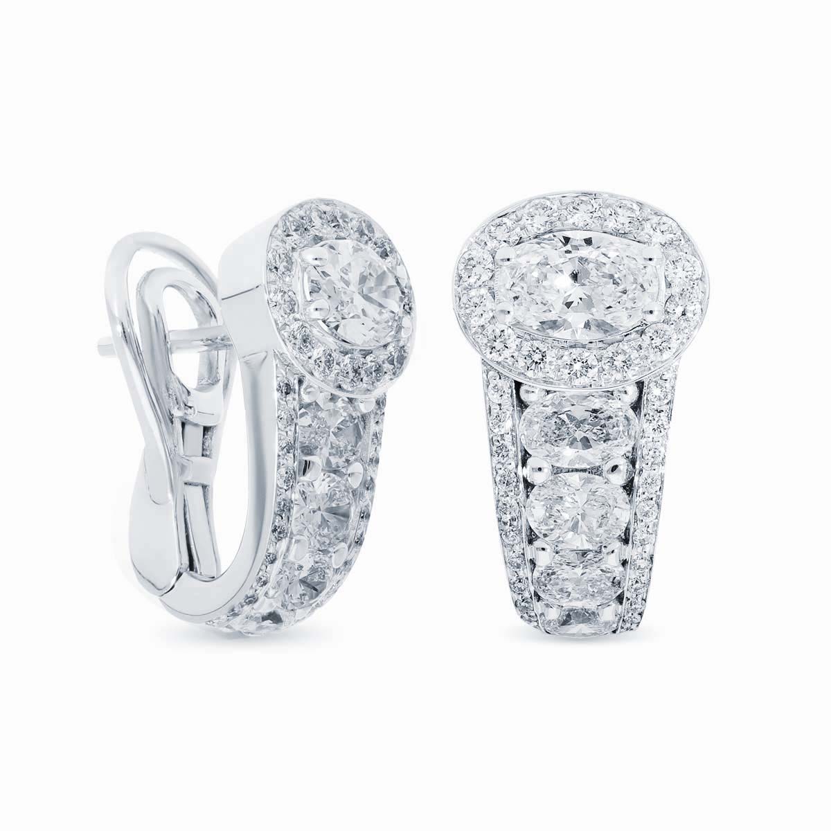 Pendientes Rabat Diamond Rainbow de oro blanco con diamantes talla oval y brillante