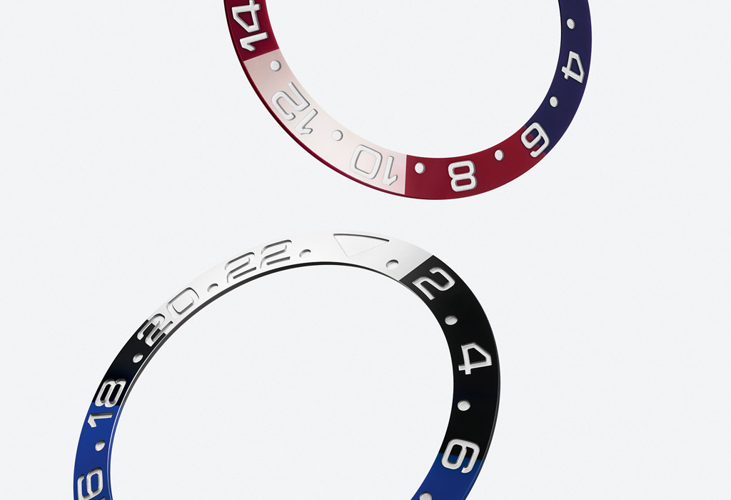 Biseles Rolex GMT-Master II de color rojo y azul, y azul y negro