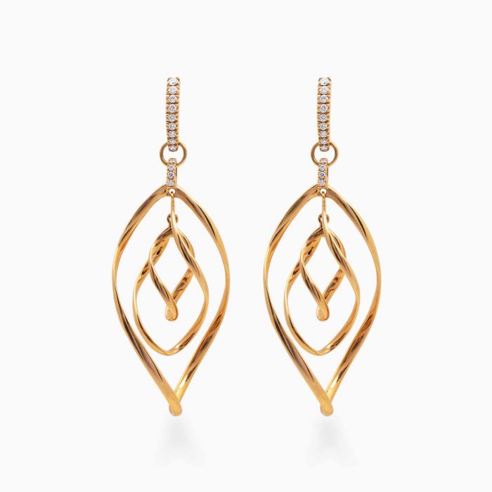 Pendientes RABAT de oro rosa con hoja de diamantes