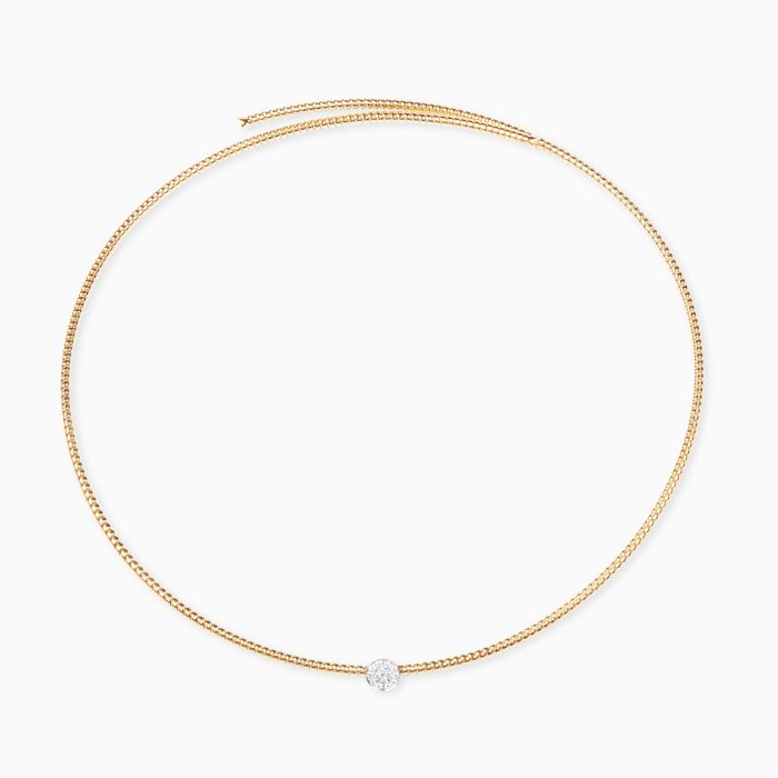 Colgante RABAT de oro amarillo abierto tubogas con diamantes