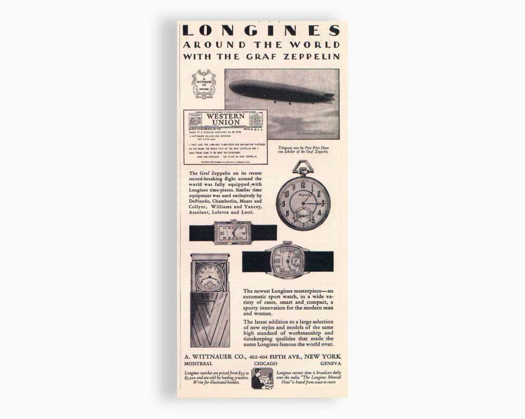 Anuncio publicitario de la colaboración de Longines con Graf Zeppelin