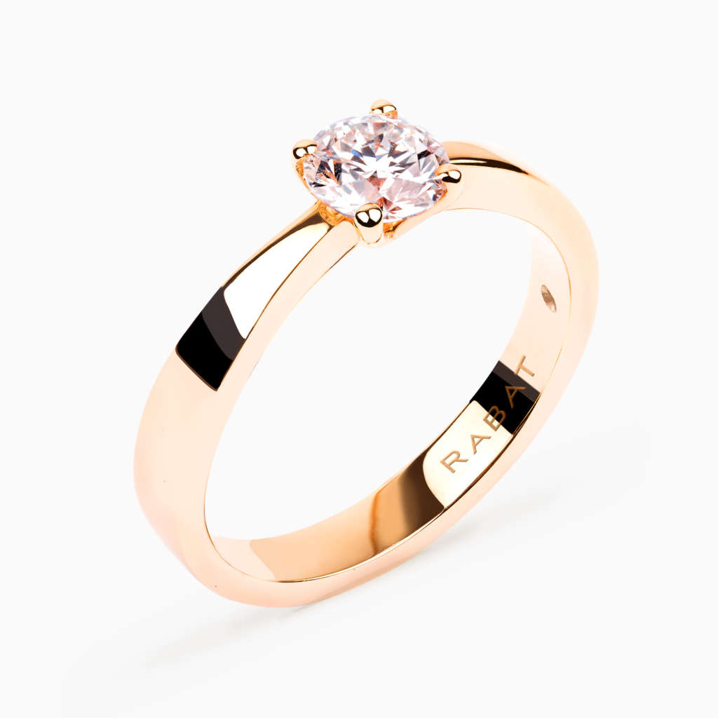 Anillo solitario RABAT Poetic de oro rosa con diamante central talla brillante