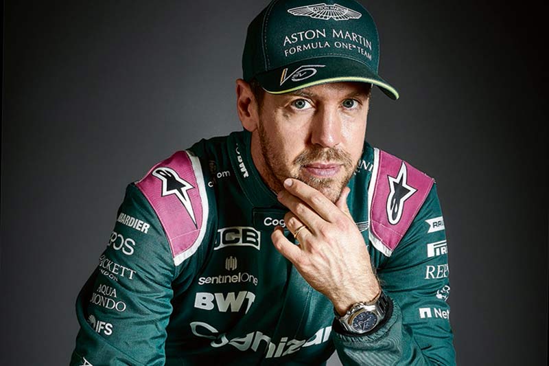 Sebastian Vettel, el piloto de Formula 1 con su reloj Girard Perregaux
