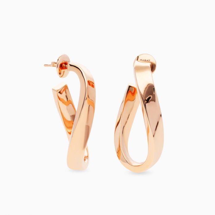 Pendientes RABAT Gold Essentials de aro ondas de oro rosa
