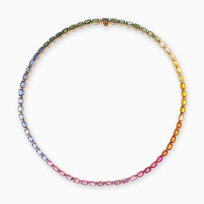 Collar RABAT Rainbow de oro rosa con zafiros multicolor y diamantes