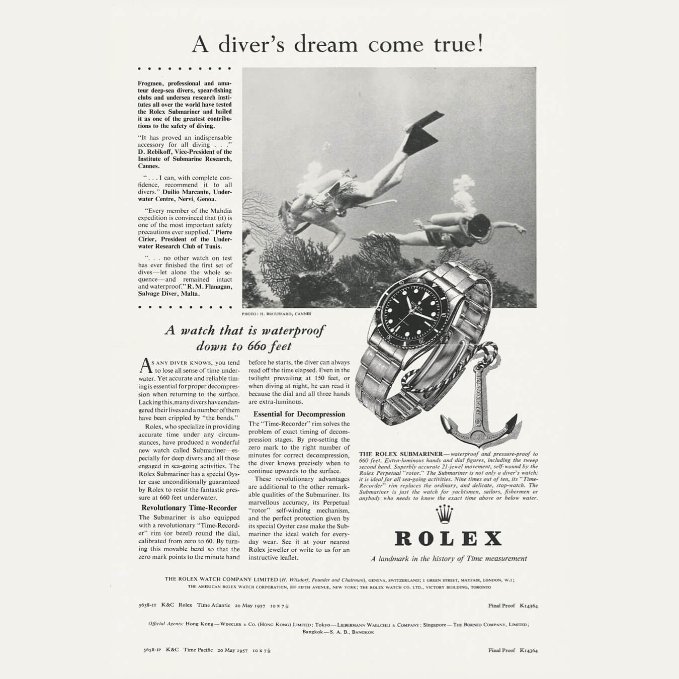 Anuncio histórico de 1953 de Rolex