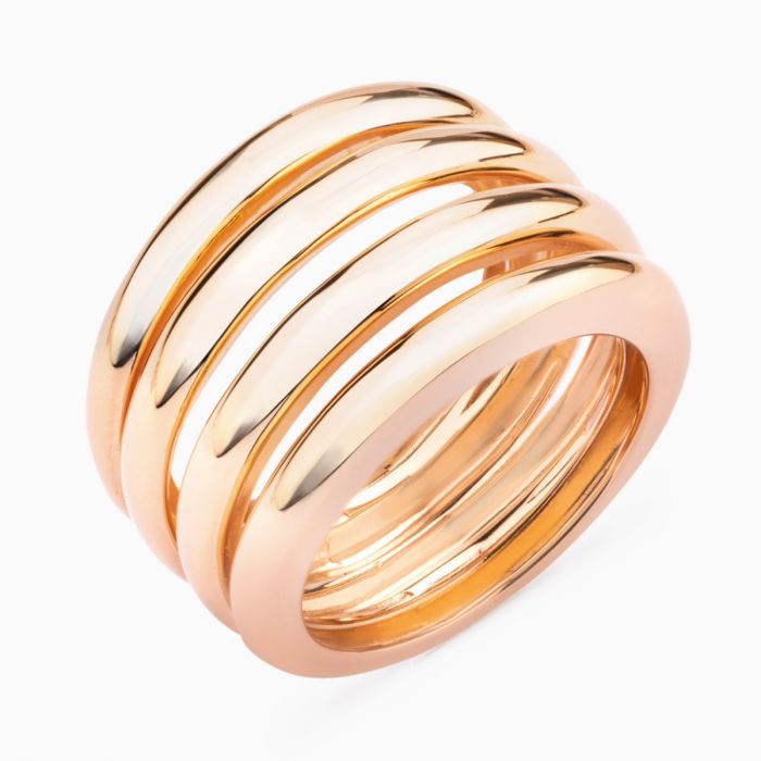 Anillo de oro rosa con filas redondeadas | RABAT Gold Essentials