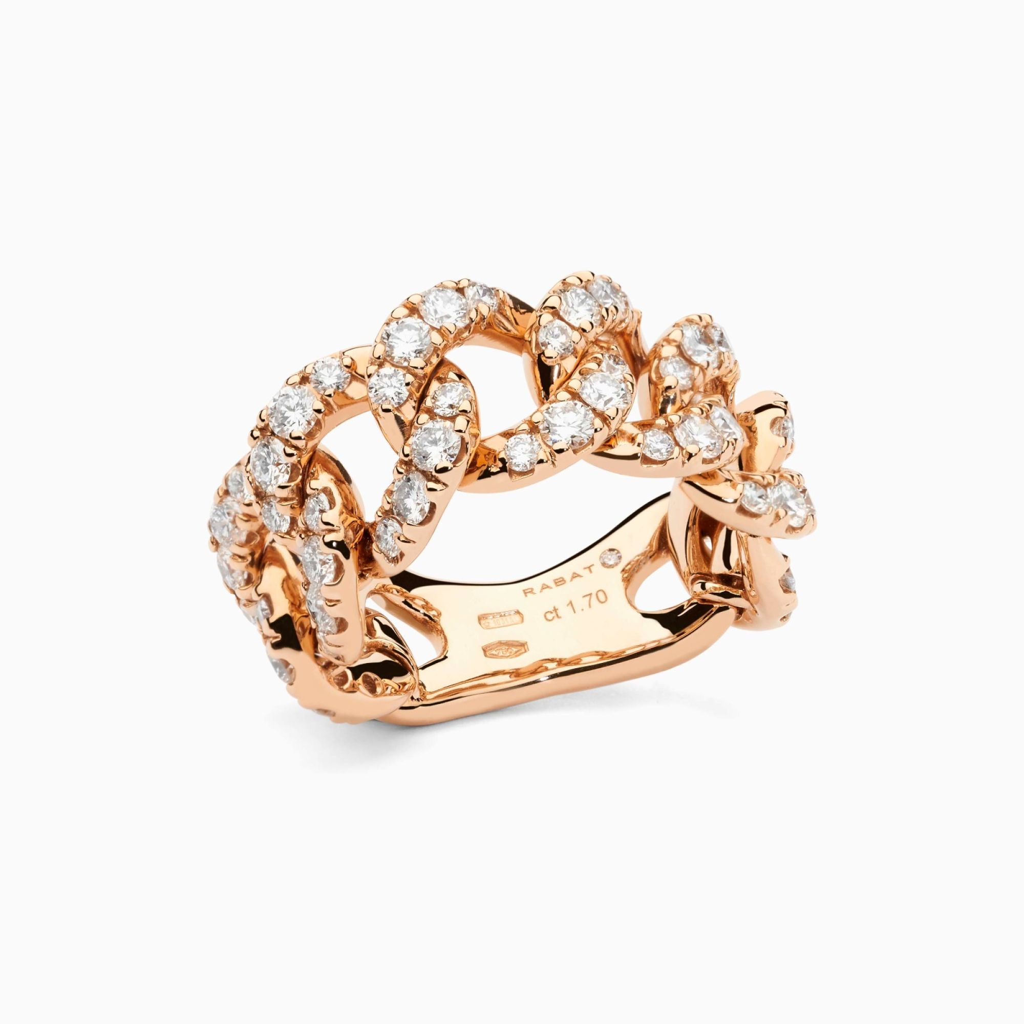 Anillo de eslabones de oro rosa con diamantes