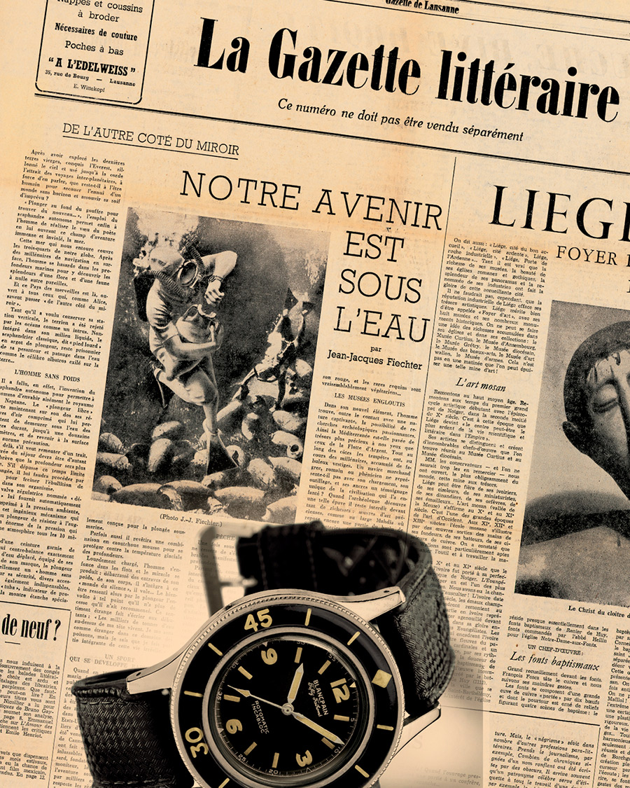 «El futuro está bajo el agua», un artículo publicado por
Jean-Jacques Fiechter en la Gazette Littéraire (30-31 de julio
de 1955).