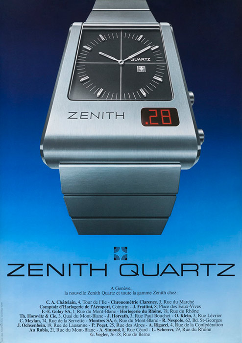Publicidad de relojería electrónica de Zenith