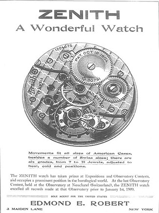 Folleto sobre el movimiento del reloj Zenith