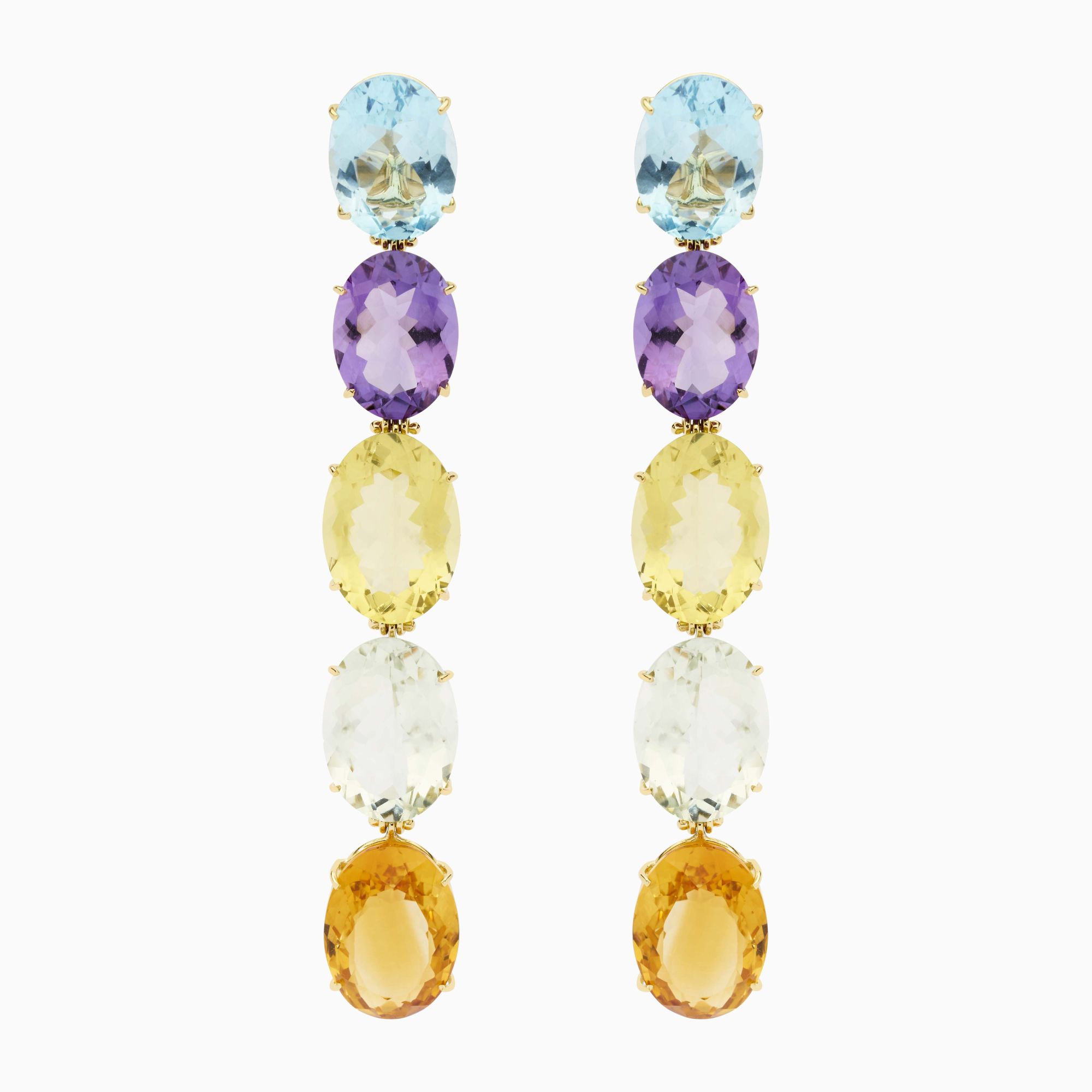 Collar cadena de oro amarillo con gemas cuarzo y topacio