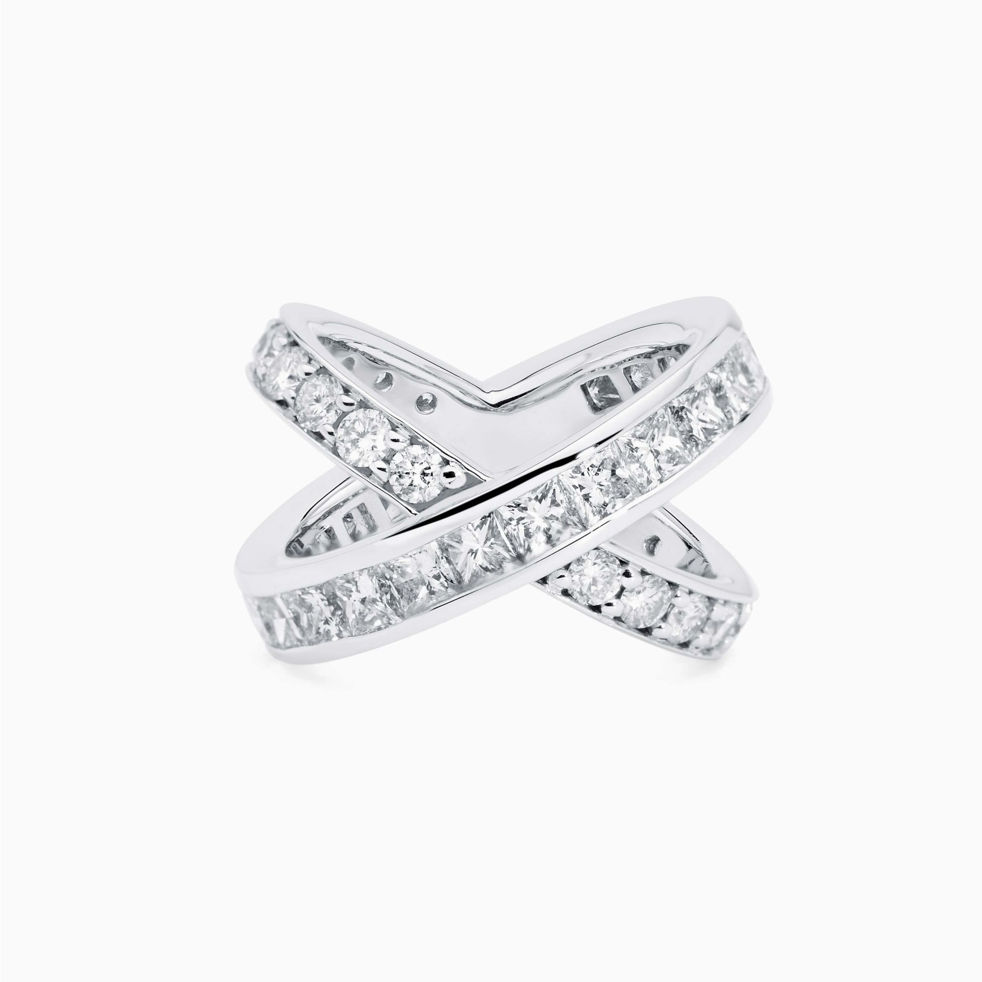 Anillo cruzado de oro blanco con diamantes | RABAT Diamond Rainbow