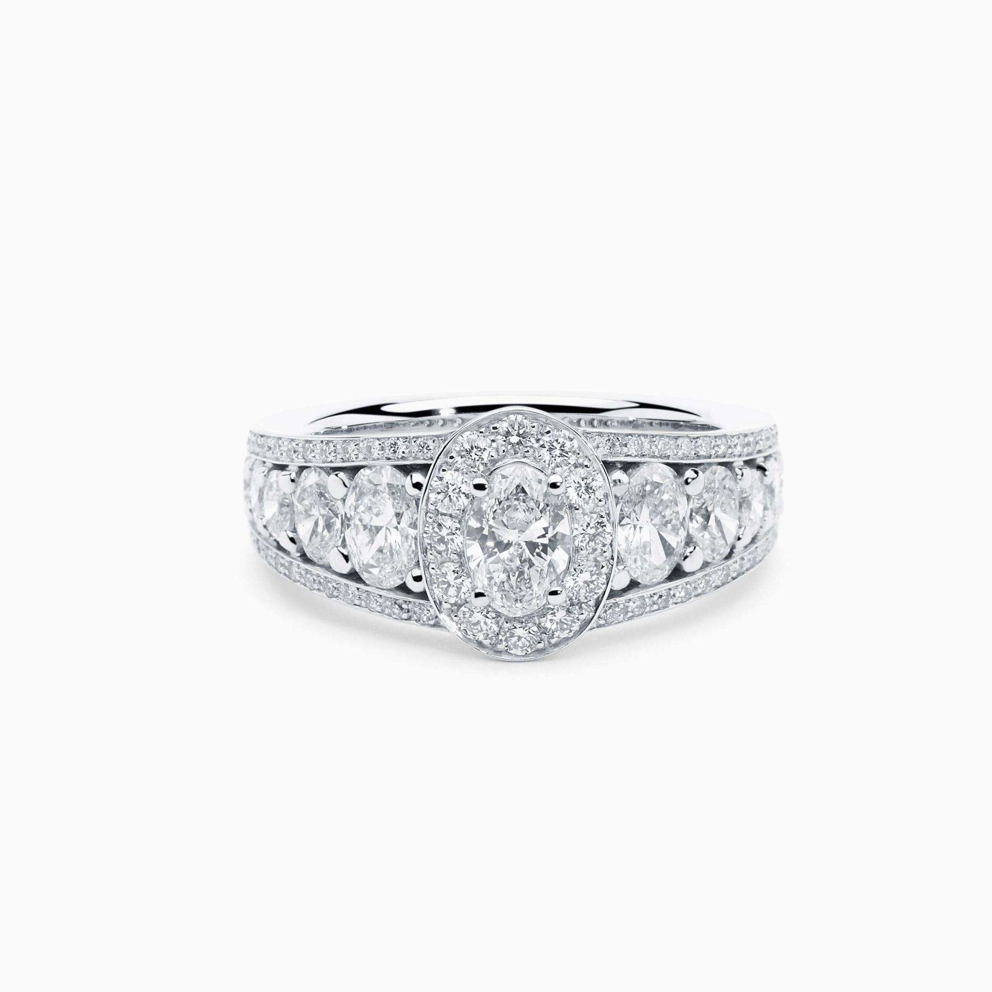 Anillo de oro blanco con diamante centra talla oval | RABAT Diamond Rainbow