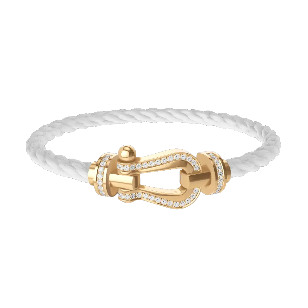 Hebilla mediana Fred Force 10 de oro amarillo con pavé de diamantes
