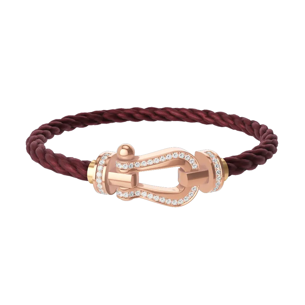 Hebilla mediana Fred Force 10 de oro rosa con pavé de diamantes