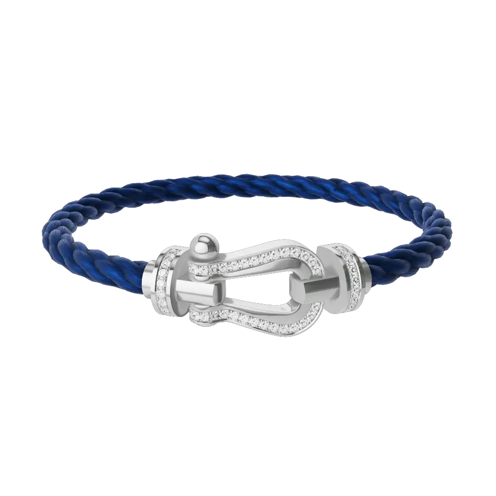 Hebilla mediana Fred Force 10 de oro blanco con pavé de diamantes