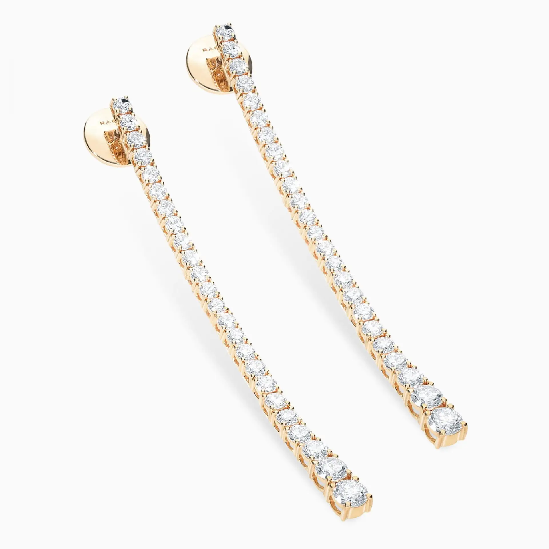 Pendientes rivière largos de oro rosa con diamantes en degradé