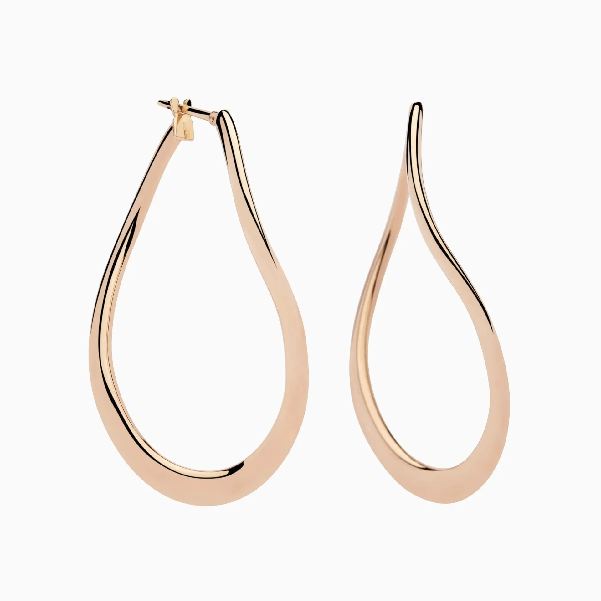 Pendientes de aro ovalados onda de oro rosa