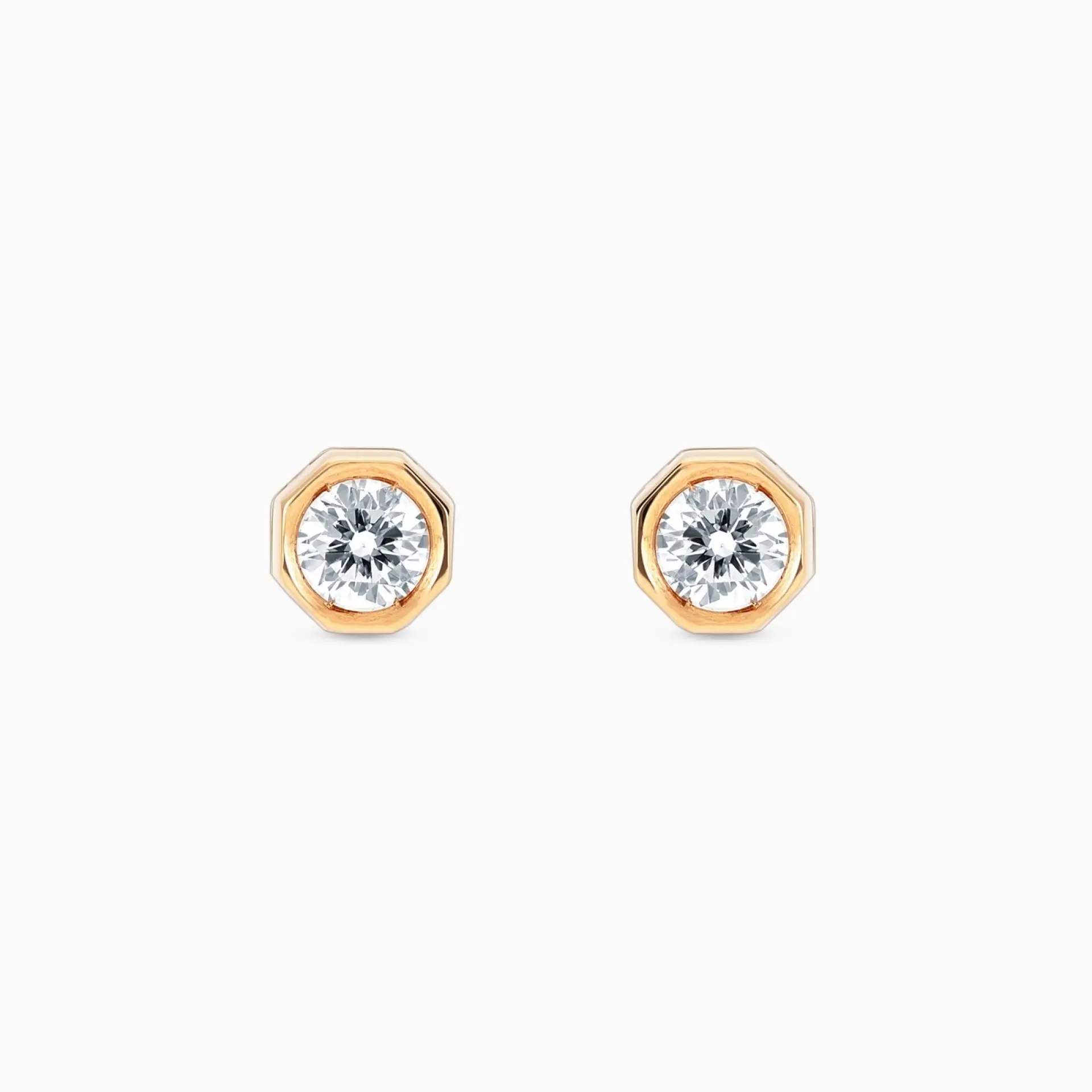 Pendientes dormilonas de oro rosa de diamantes
