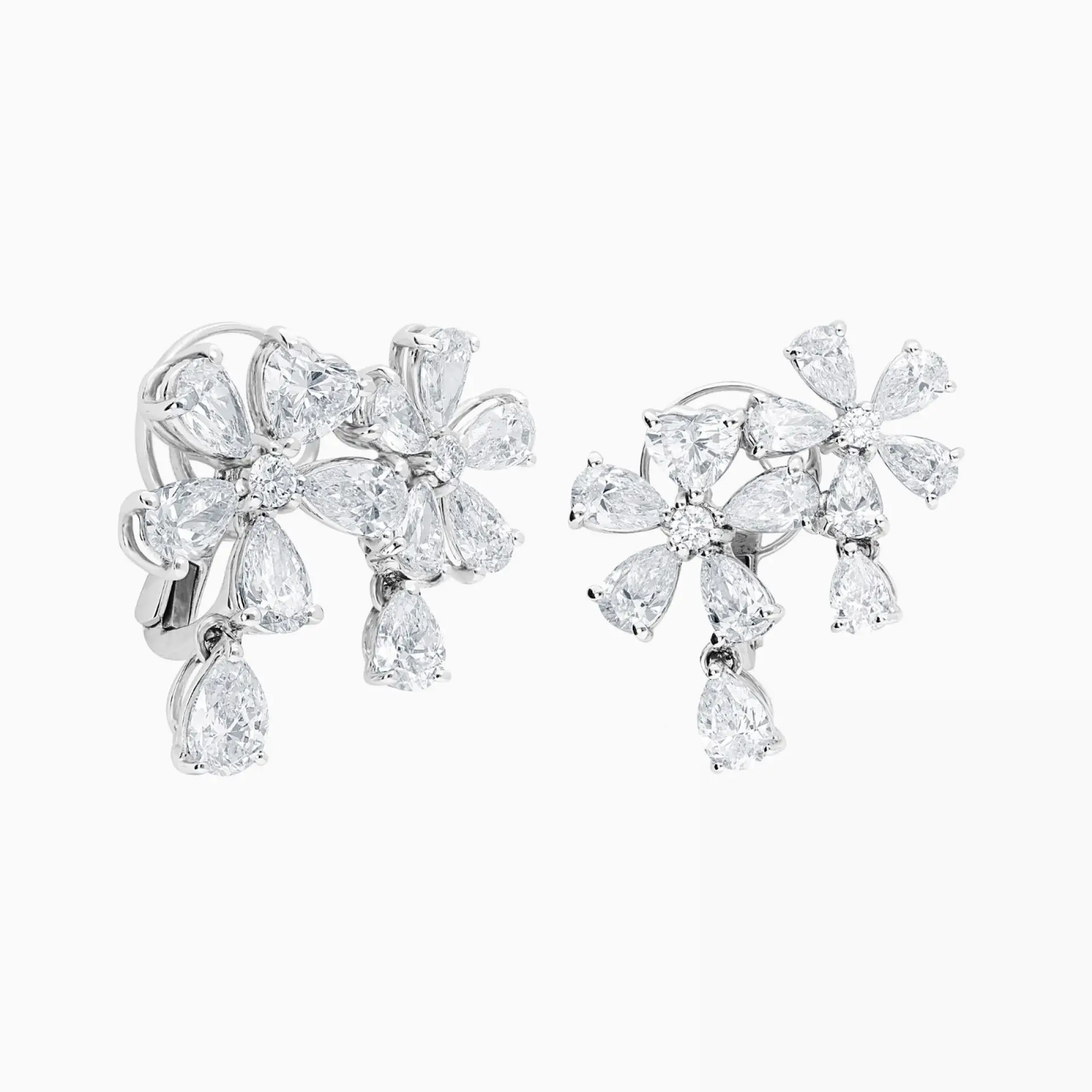 Pendientes flores de oro blanco con diamantes