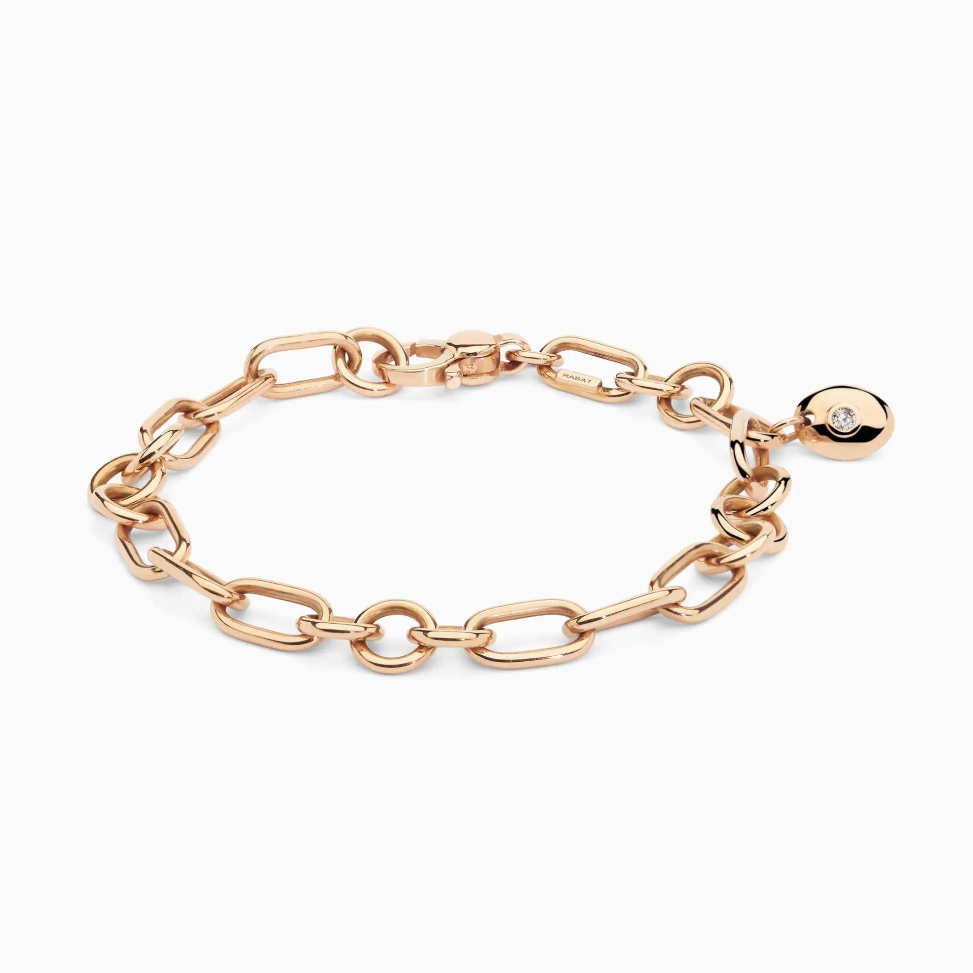 Pulsera de eslabones de oro rosa con detalle de diamante