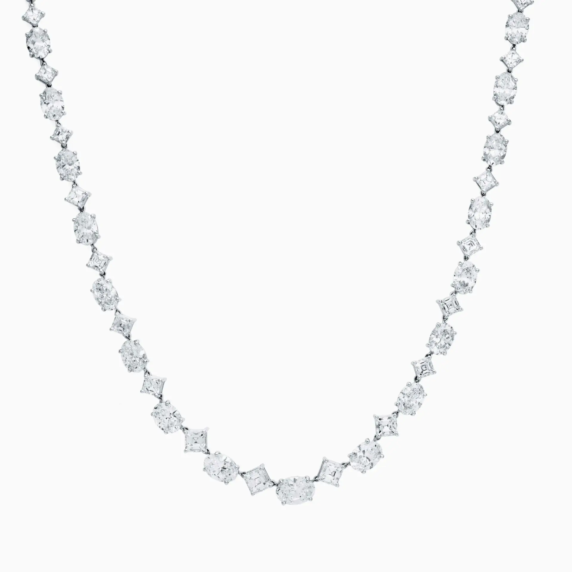 Collar rivière de oro blanco con diamantes ovales y asher