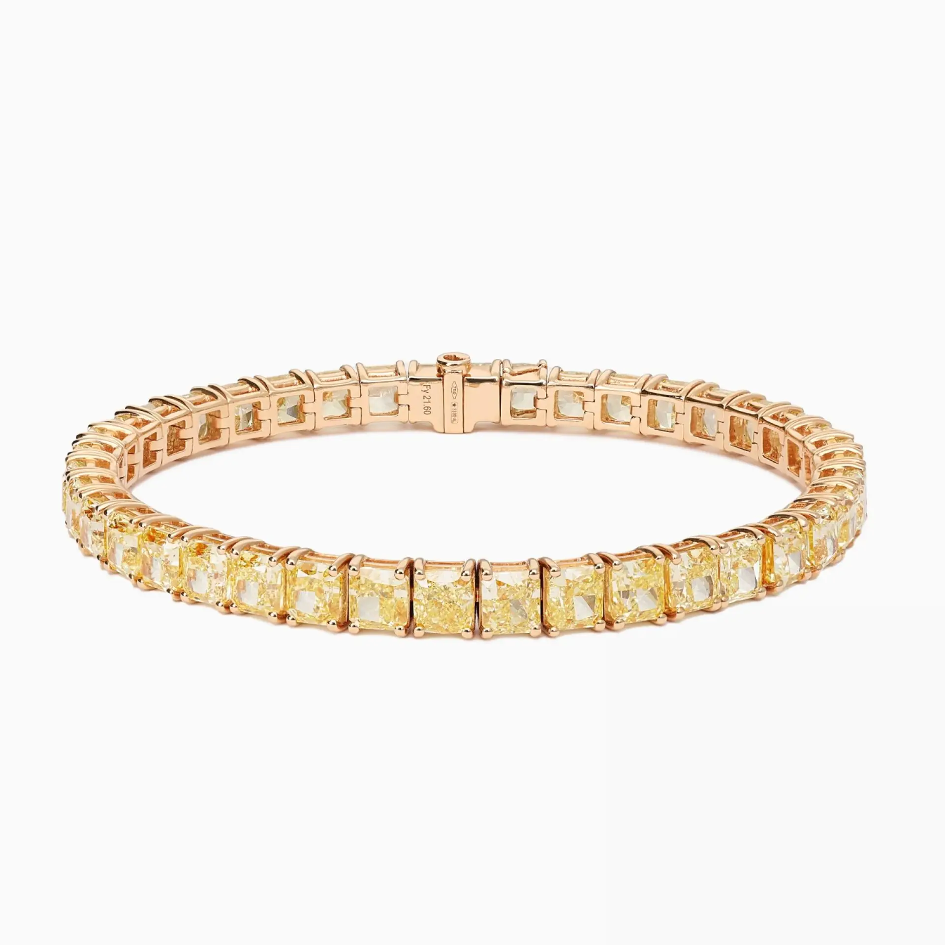 Pulsera rivière de oro rosa con diamantes fancy talla radiant