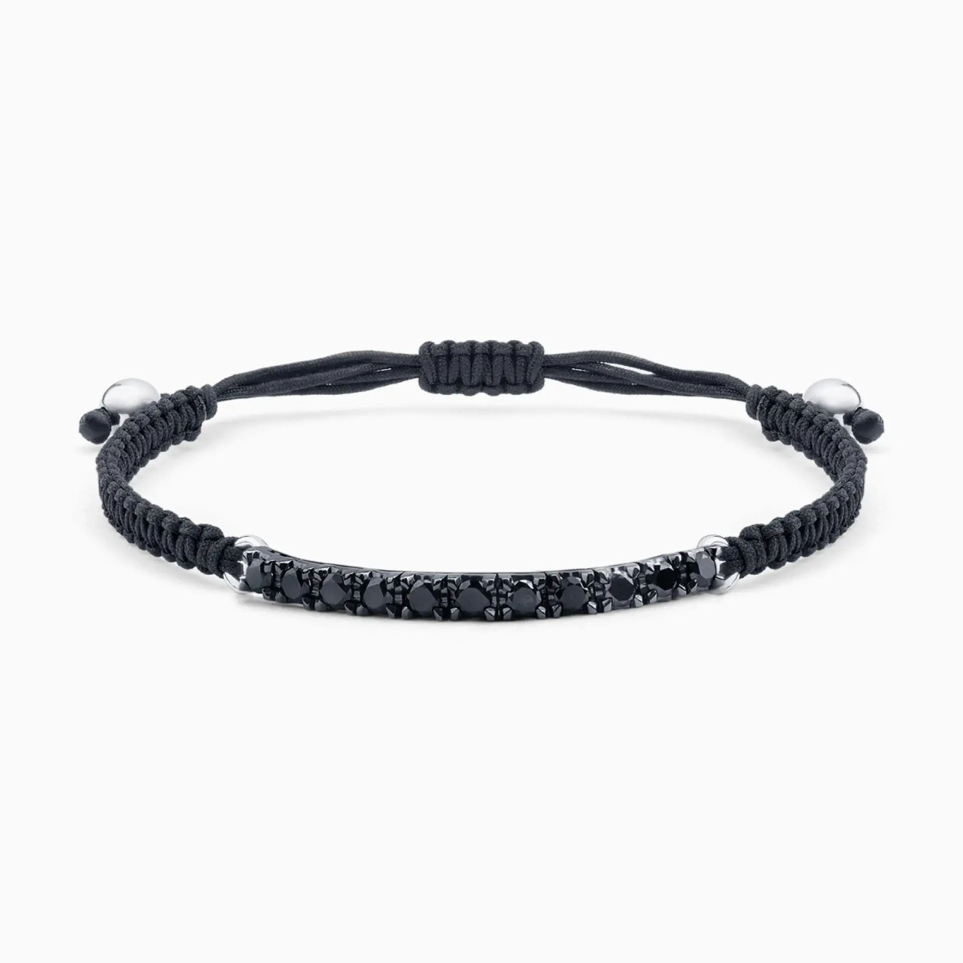 Pulsera de hilo para hombre de oro blanco con diamantes tipo riviere