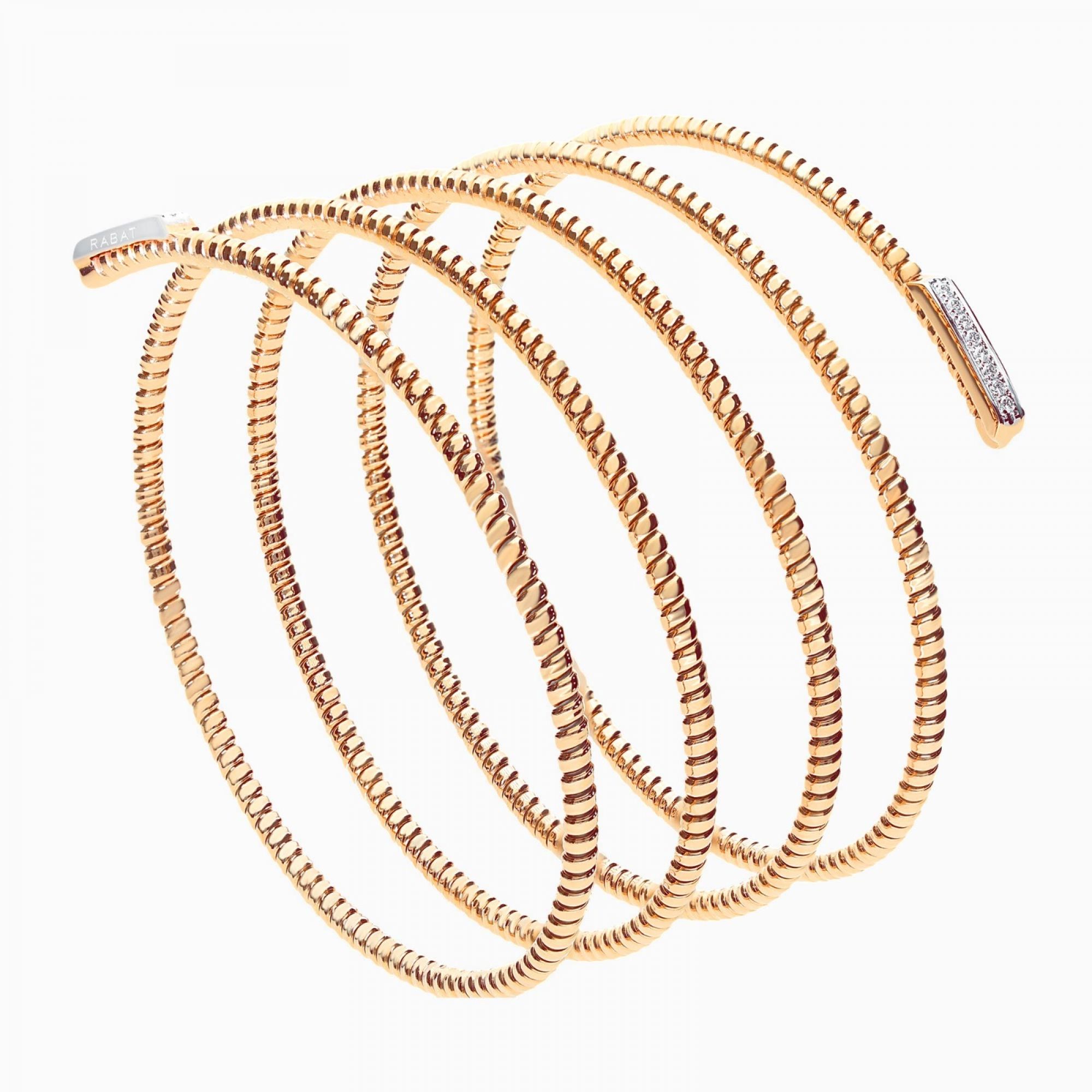 Pulsera tubogas espiral de oro rosa con diamantes RABAT Evergold