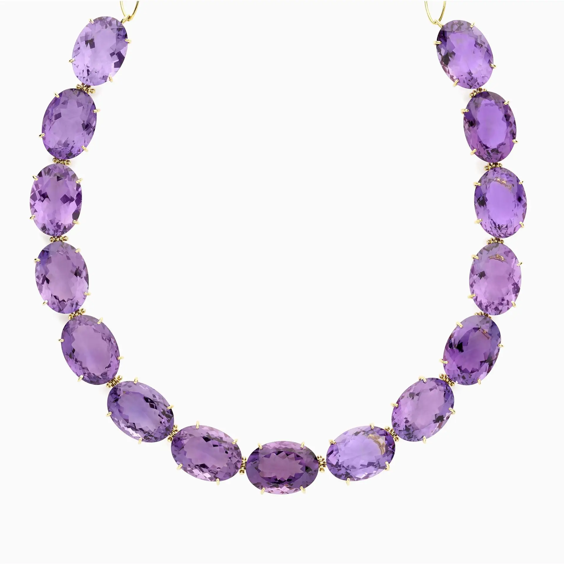Collar de oro amarillo con gemas amatistas