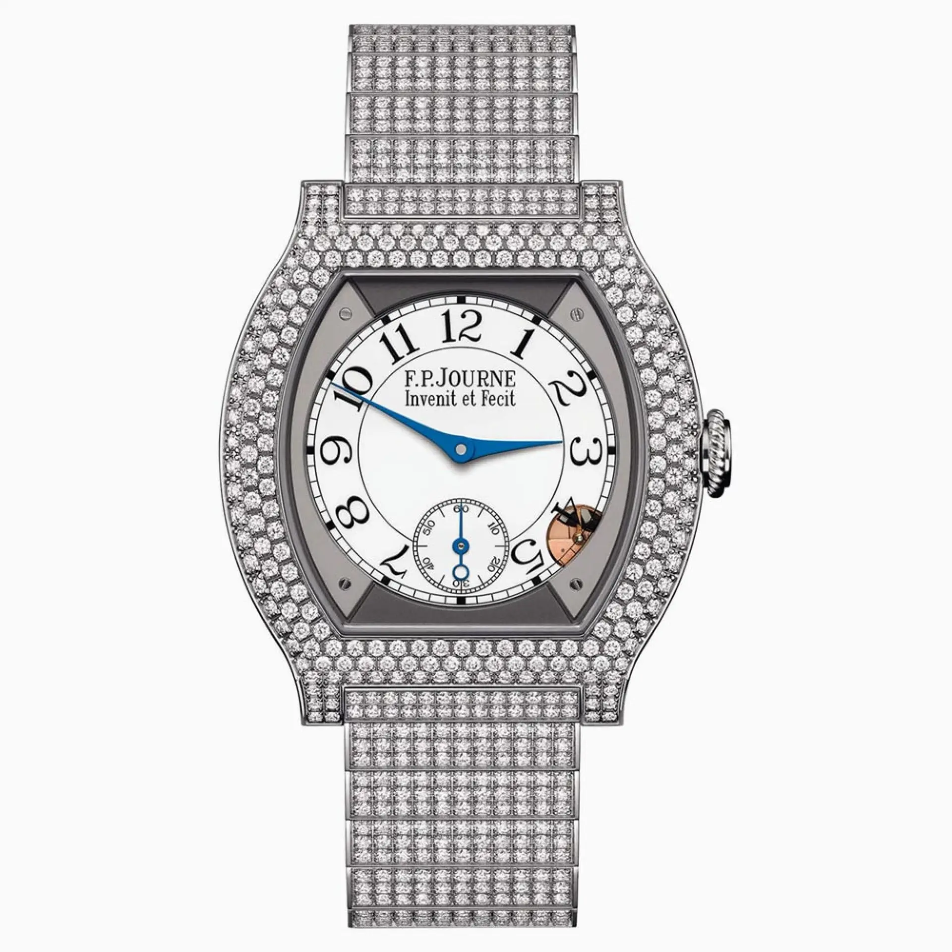 F.P.Journe élégante 40mm Titanium with 12 rows of diamonds and set bracelet