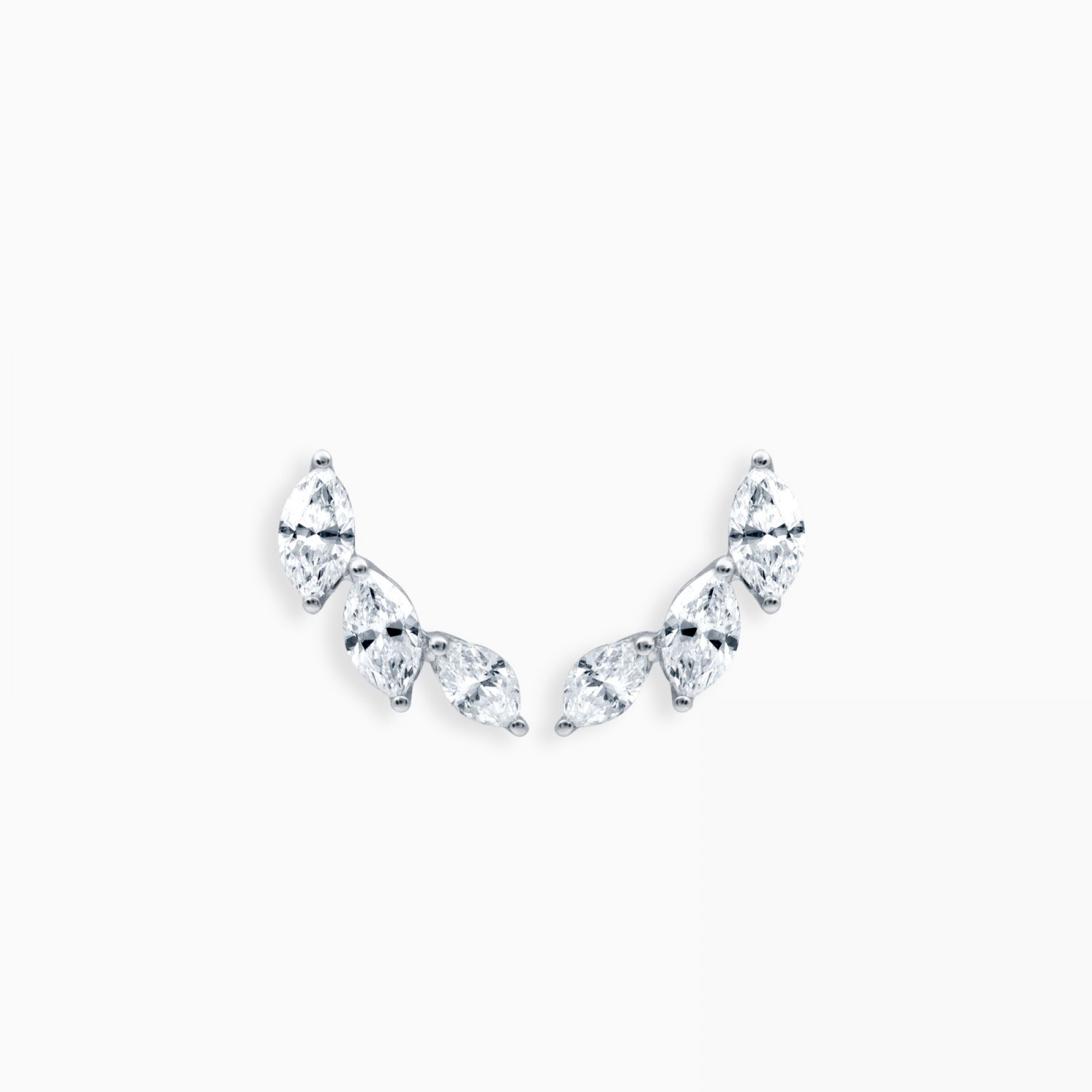 Pendientes ear cuff de oro blanco con diamantes talla marquise