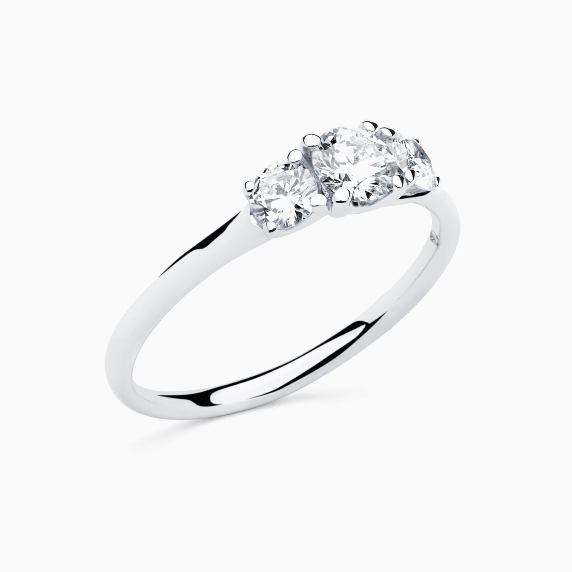 Anillo tresillo de compromiso de oro blanco RABAT Always U