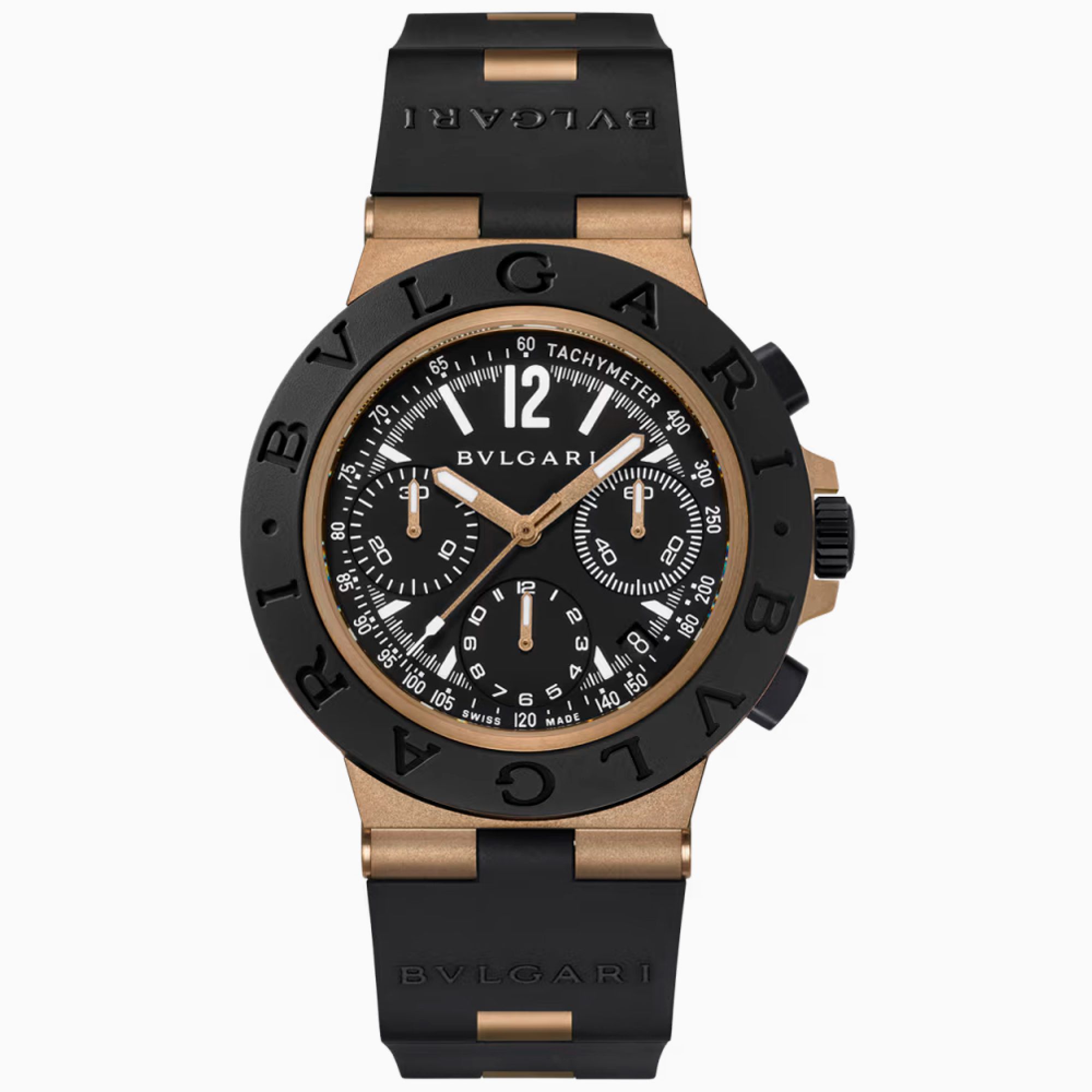 Reloj Bvlgari Aluminium cronómetro sobre fondo blanco