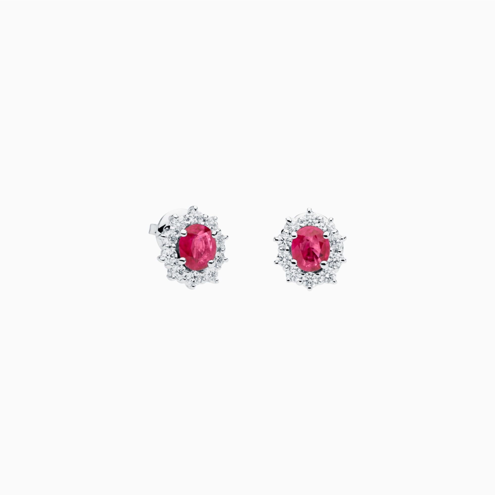 Pendientes de oro blanco con rubíes y diamantes