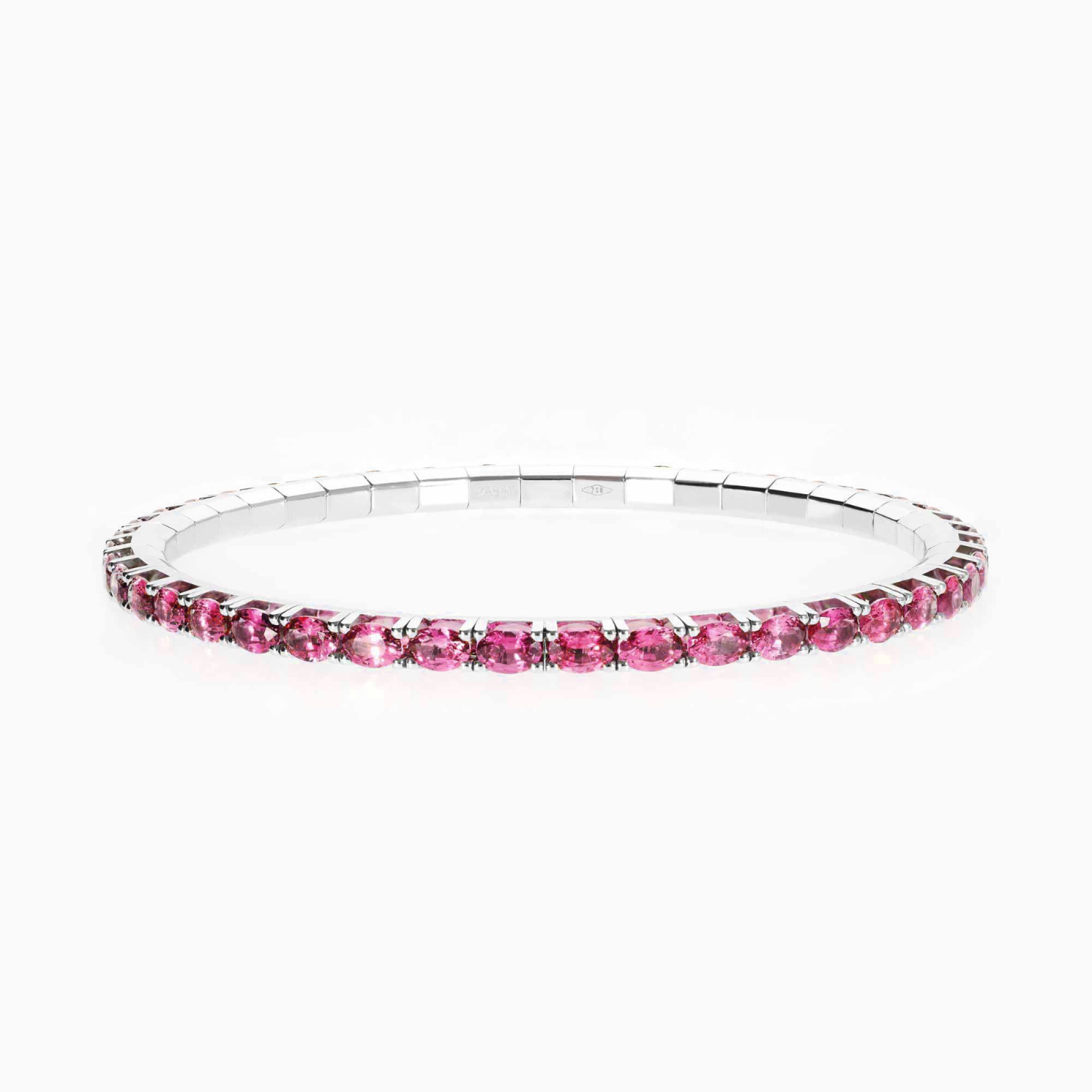 Pulsera elástica riviere de oro rosa con rubíes rojos
