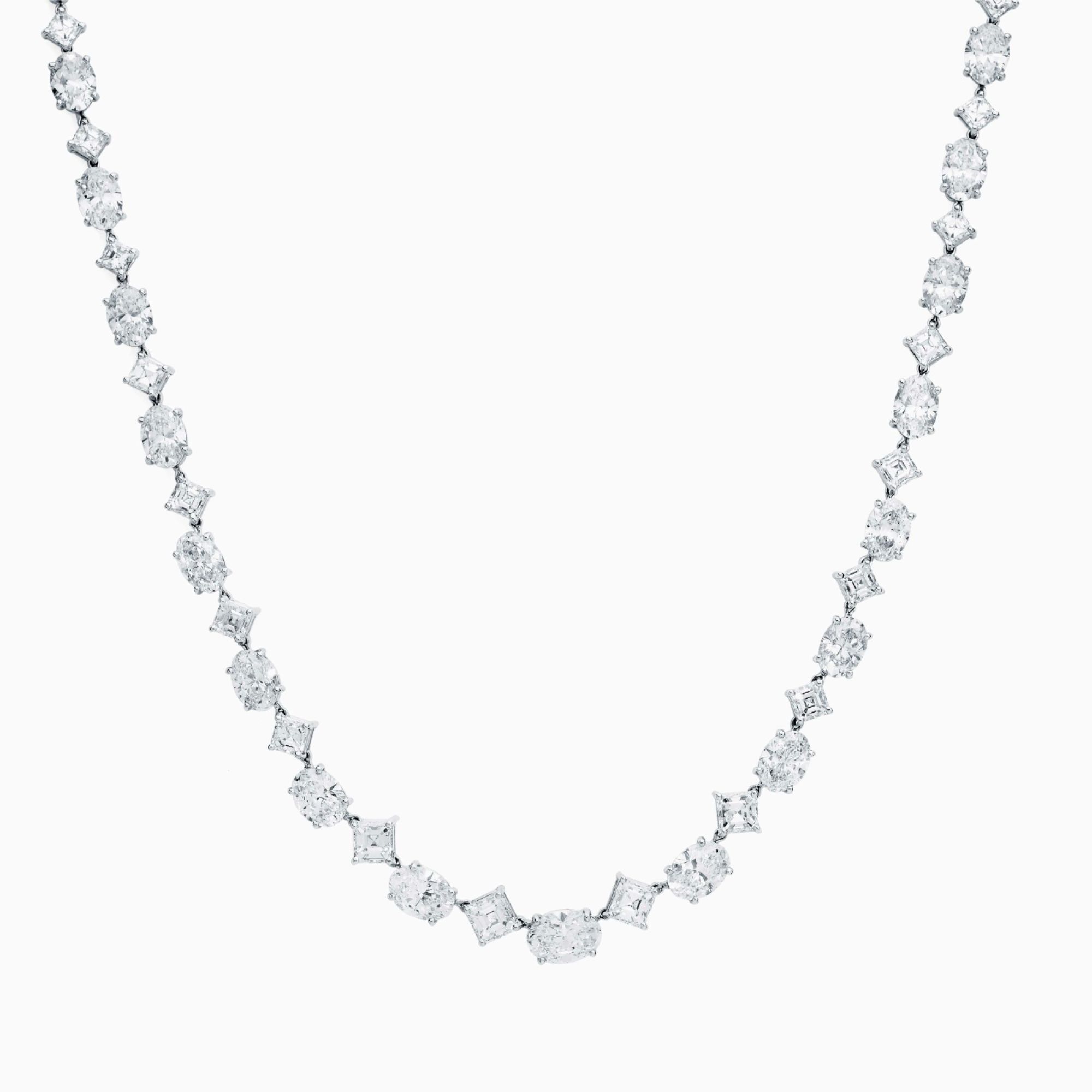 Collar rivière de oro blanco con diamantes ovales y asher