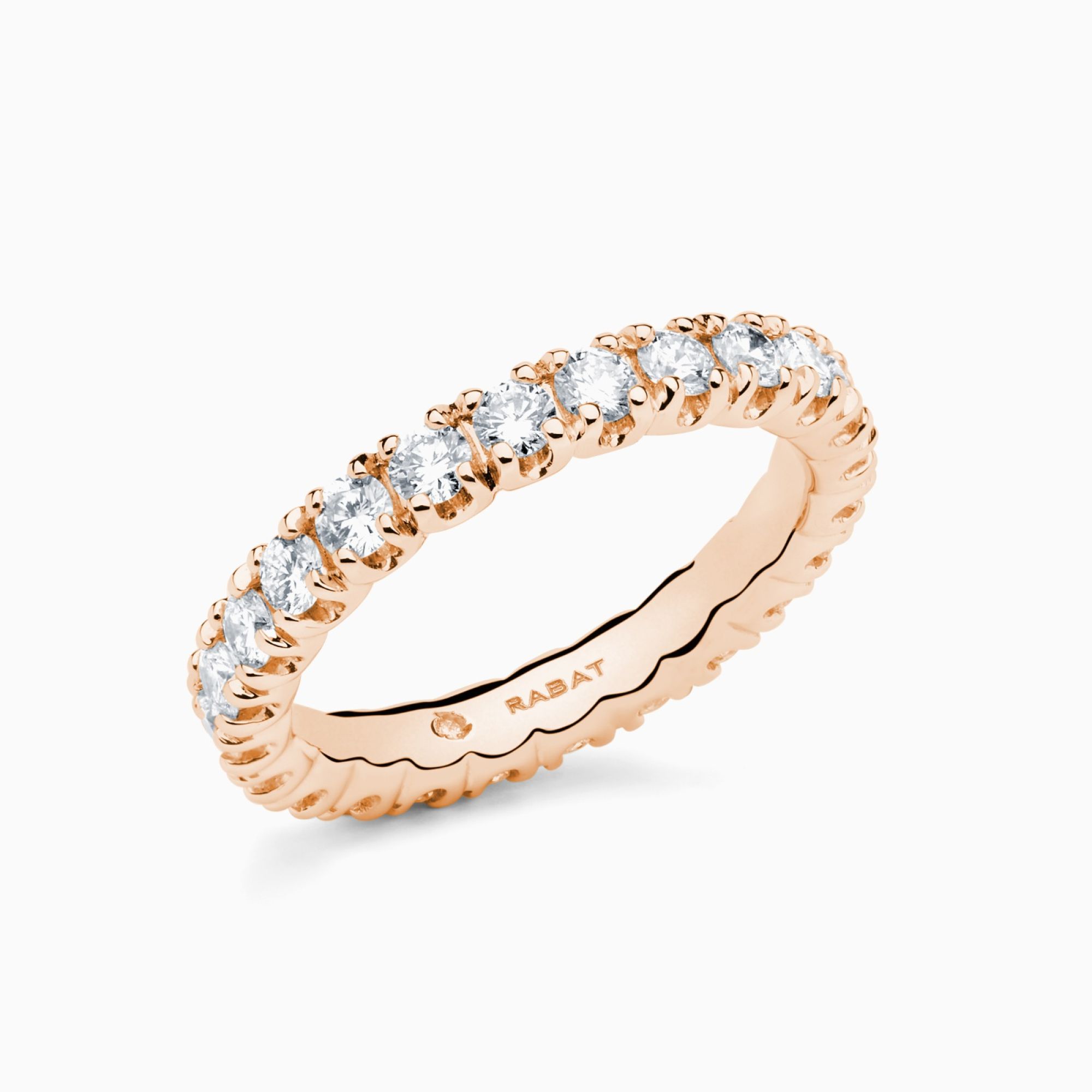 Anillo alianza de compromiso de oro rosa con diamantes