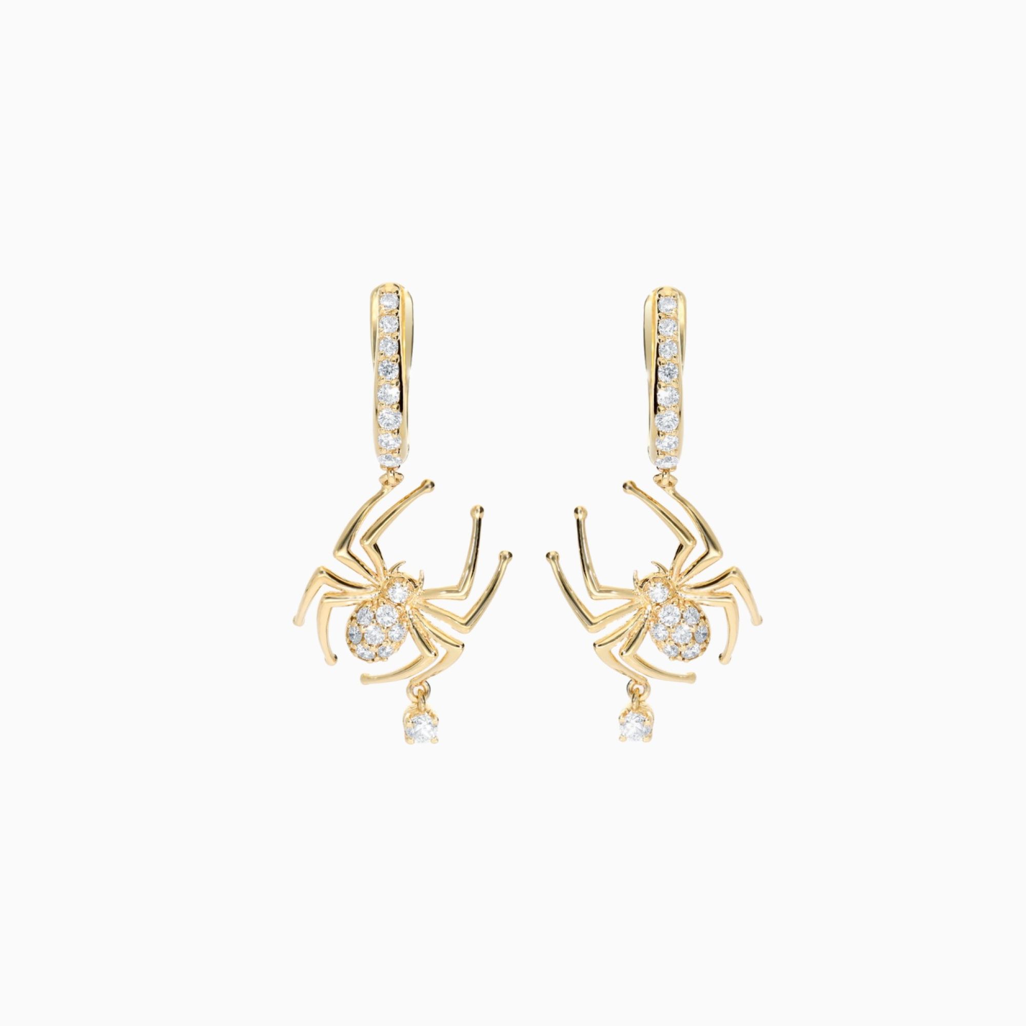 Pendientes araña de oro amarillo con diamantes