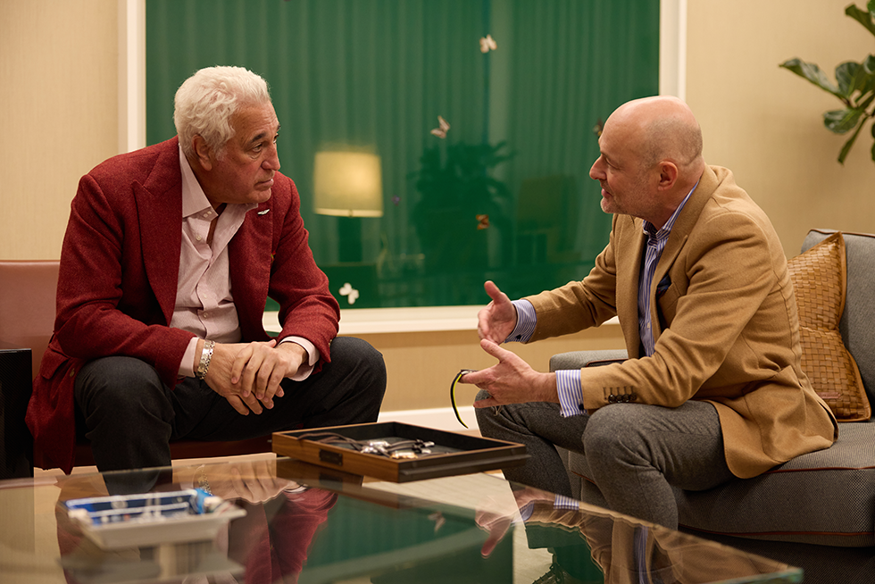 Lawrence Stroll, Executive Chairman of Aston Martin and Aston Martin Aramco Formula One Team. Georges Kern CEO of Breitling on the right