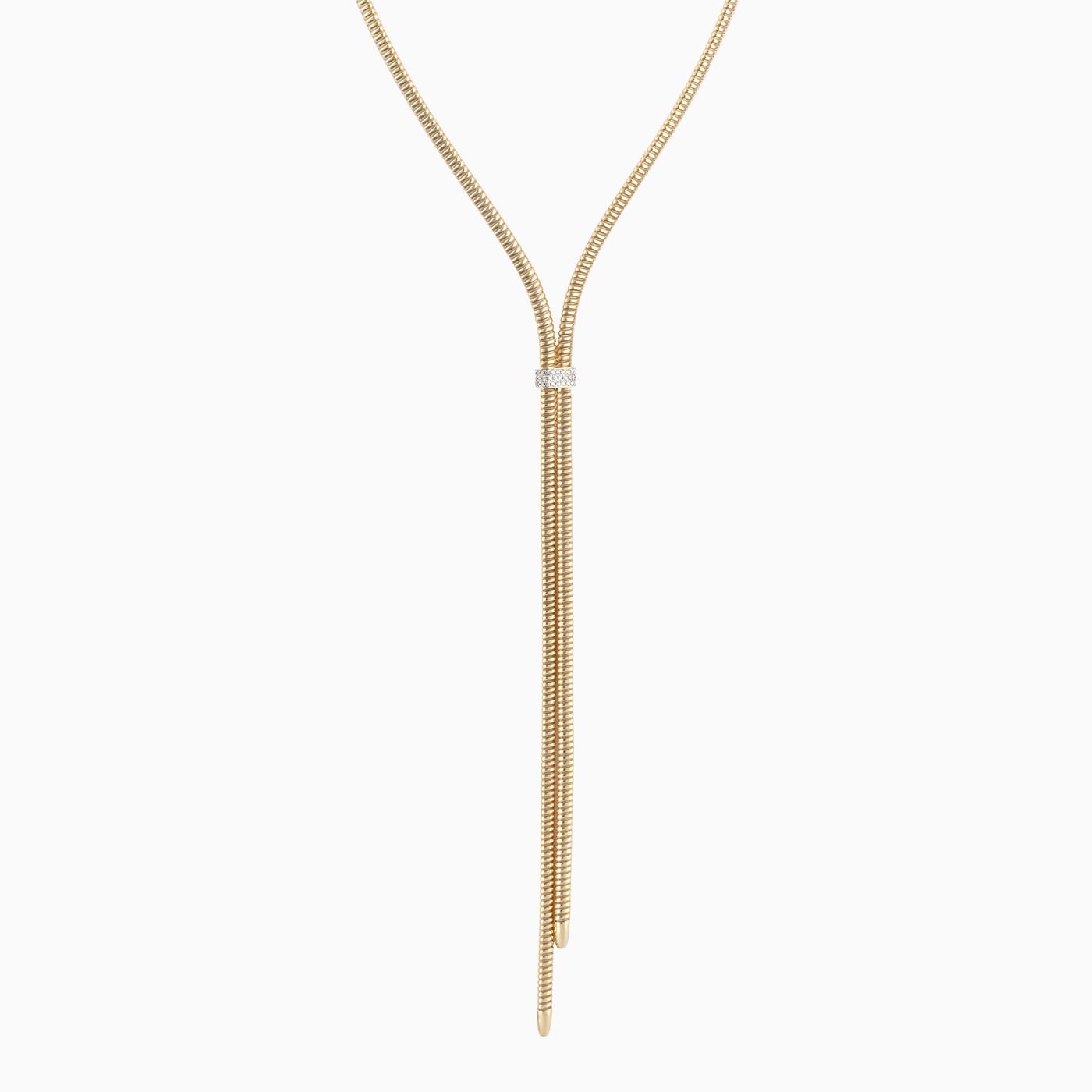 Collar estilo corbata de oro amarillo con pavé de diamantes