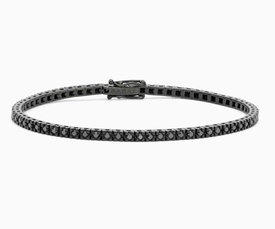 Pulsera rivière de oro rodio negro con diamantes negros