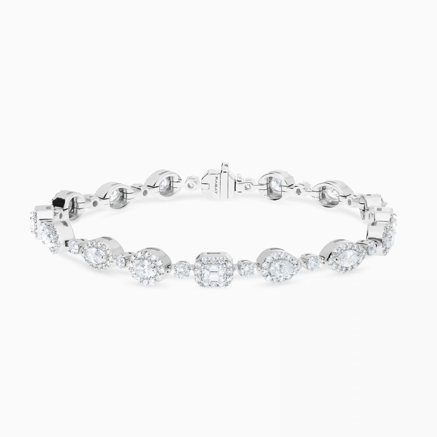 Pulsera de oro blanco con diamantes y orla de diamantes