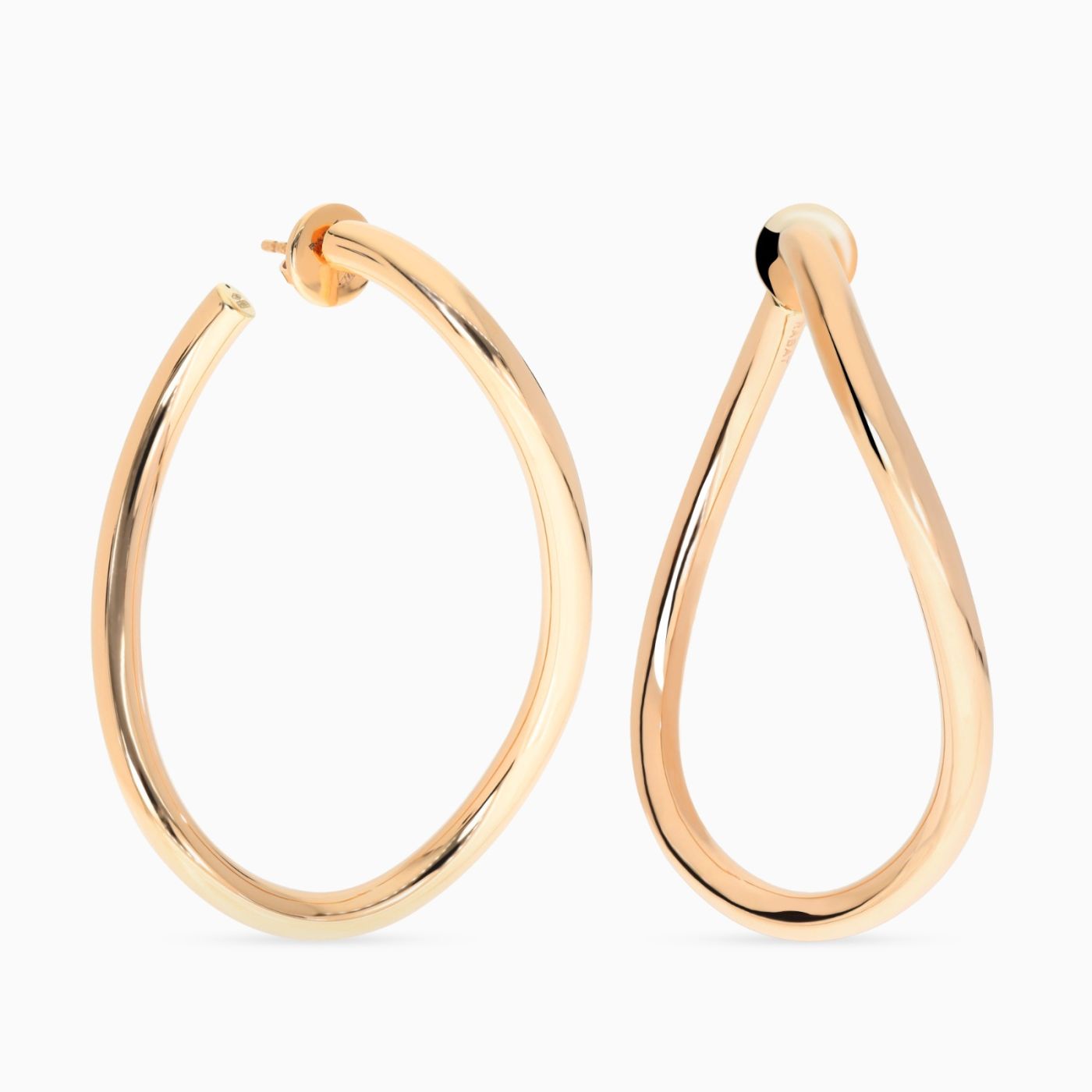 Pendientes de aro ovalados de oro rosa