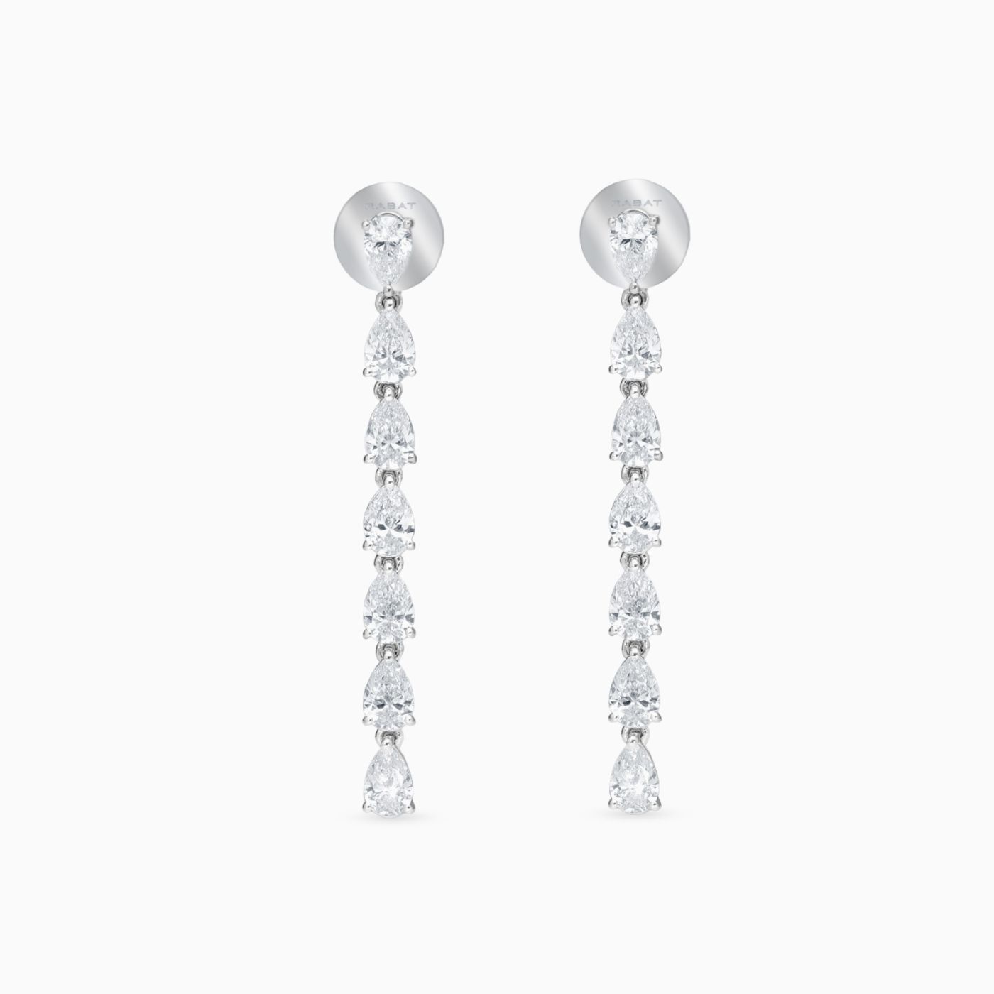 Pendientes rivière de oro blanco con diamantes talla pera