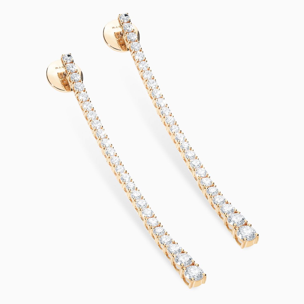 Pendientes rivière largos de oro rosa con diamantes en degradé