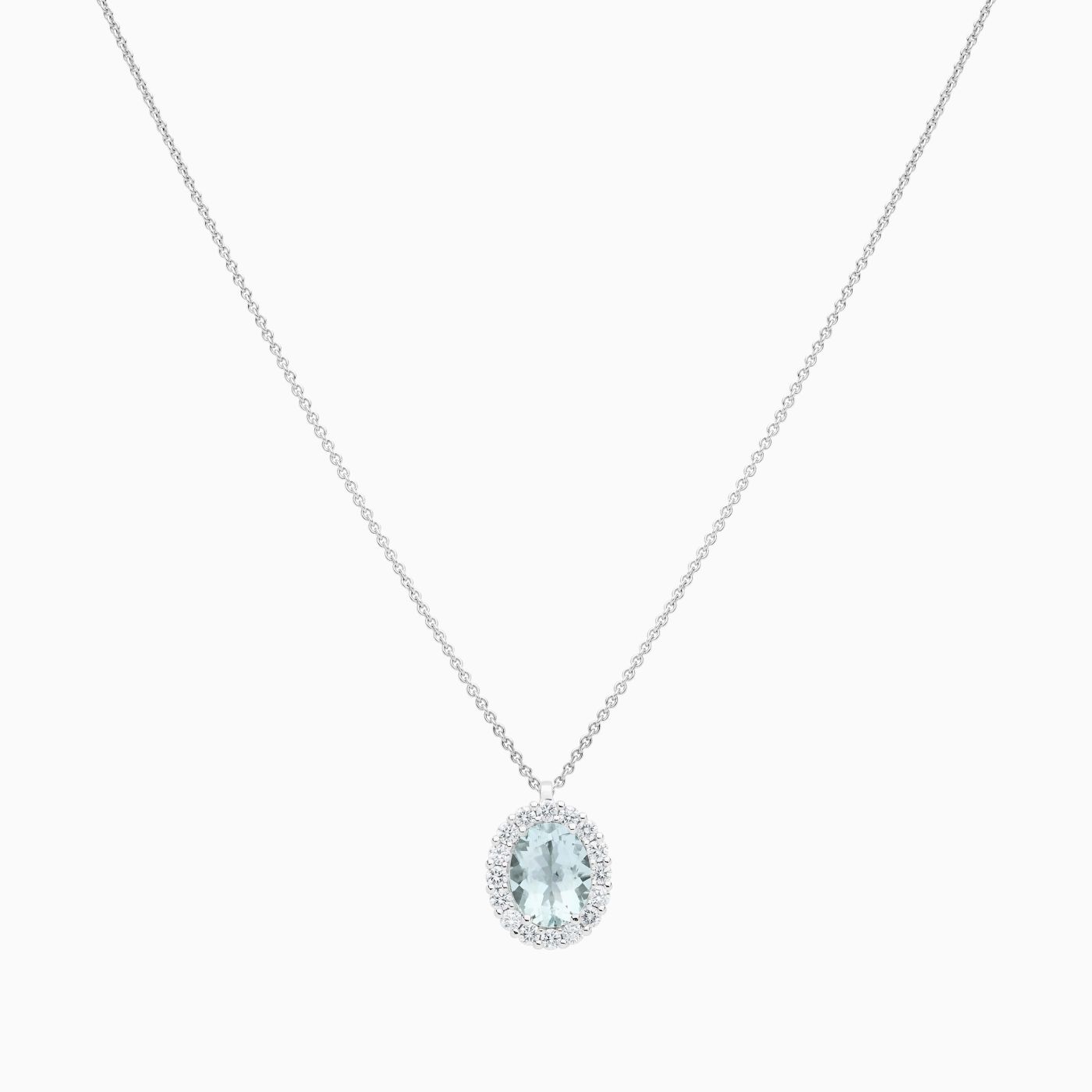 Collar de aguamarinas de oro blanco con diamantes